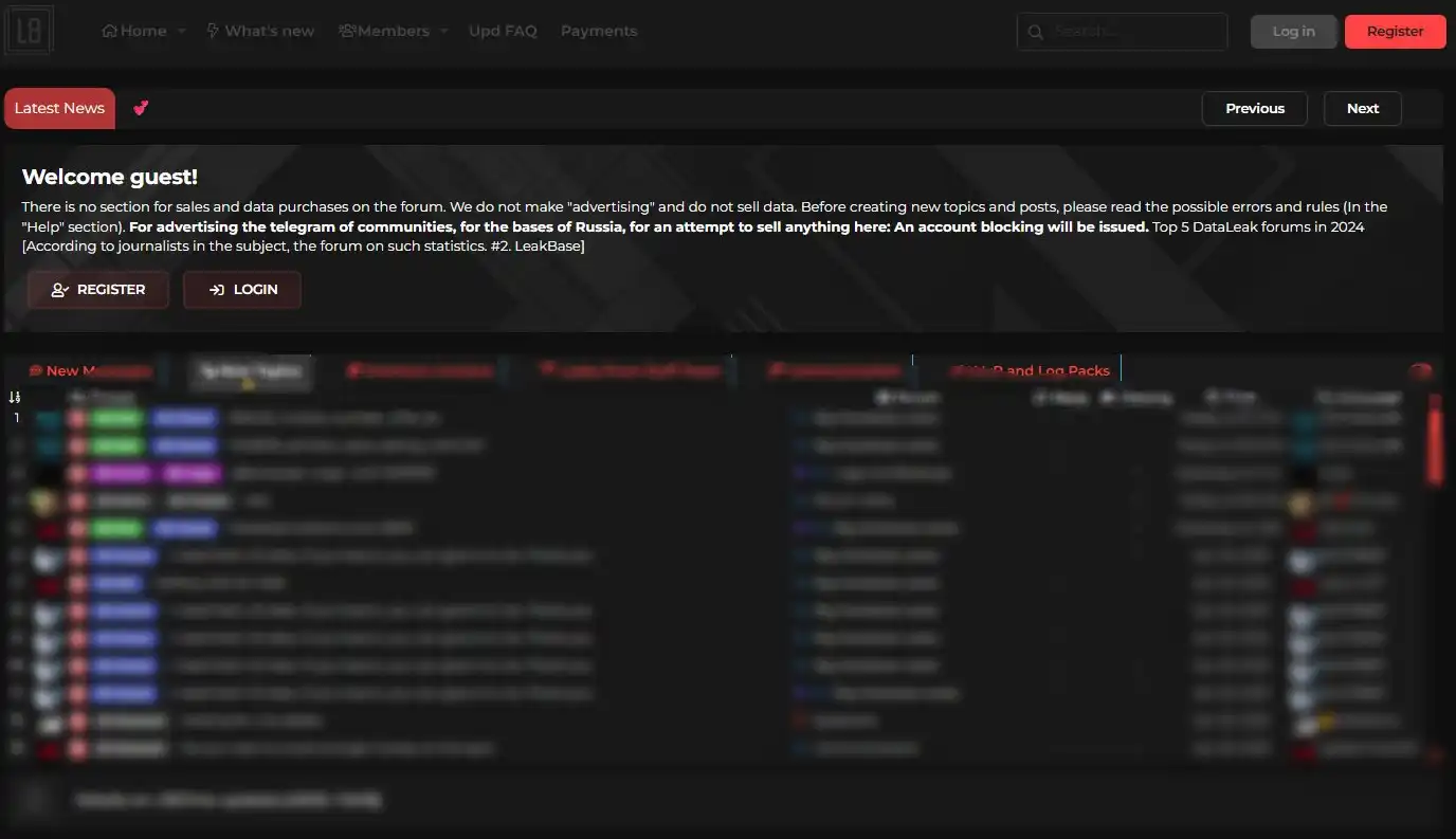 Operation LEAK law enforcement seizure banner displayed on LeakBase domains